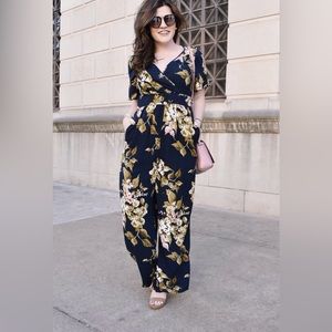 Xhilaration Jumpsuit - Navy with Floral Print